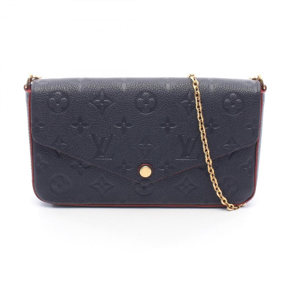Louis Vuitton Pochette Felicie Monogram Empreinte Leather Shoulder Bag Navy Blue